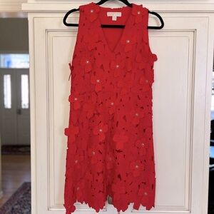 Michael Kors Floral Appliqué Flower Dress